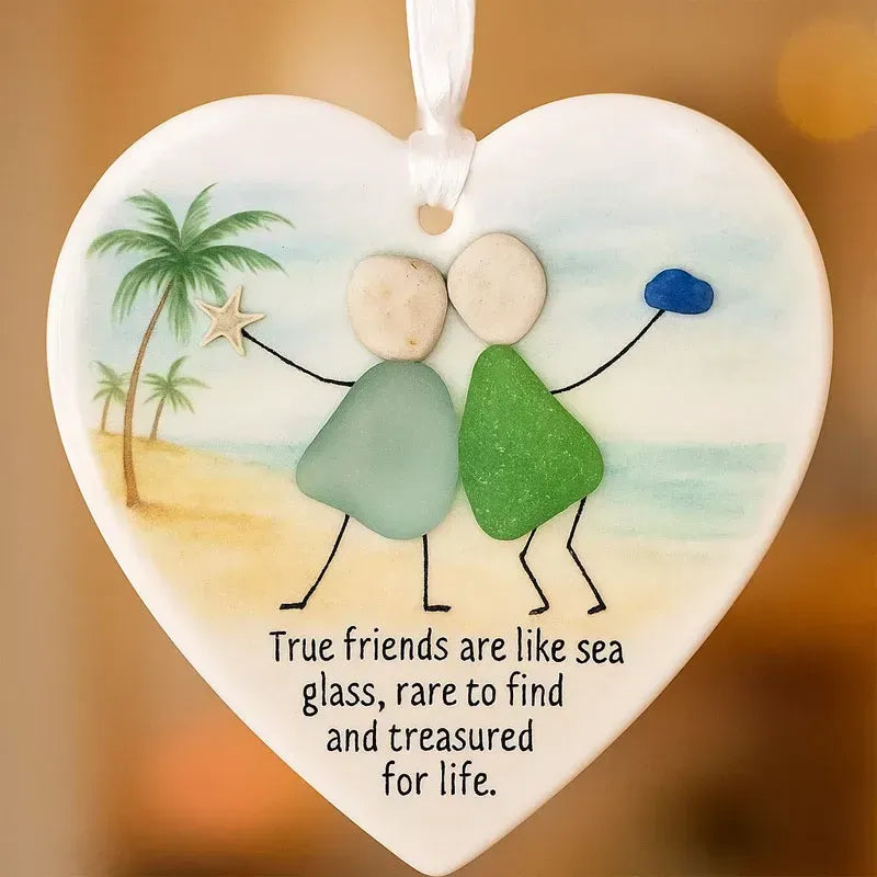 🦋Friends Are Angels Sea Glass Butterfly Christmas Ornament