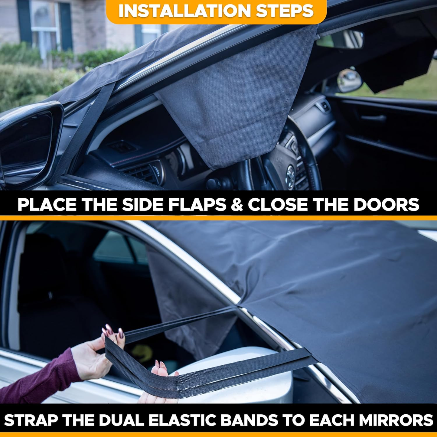 💥Anti-icing and snow proof windshield cover | Windshield protector for cars, SUVs and trucks | Secure fit, waterproof and snowproof.