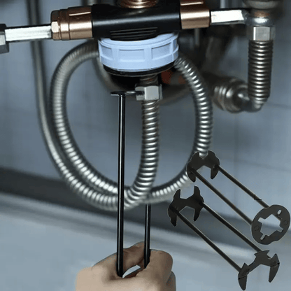 2PCS Basin Wrench, Upgraded Multifunctional Sink Wrench Faucet Wrenchs Tight Space Universal Installer Tool for Bathroom Kitchen (2PC Set)