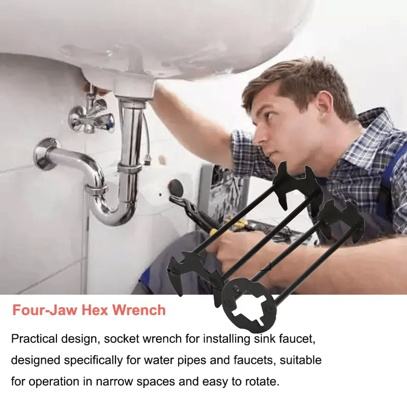 2PCS Basin Wrench, Upgraded Multifunctional Sink Wrench Faucet Wrenchs Tight Space Universal Installer Tool for Bathroom Kitchen (2PC Set)