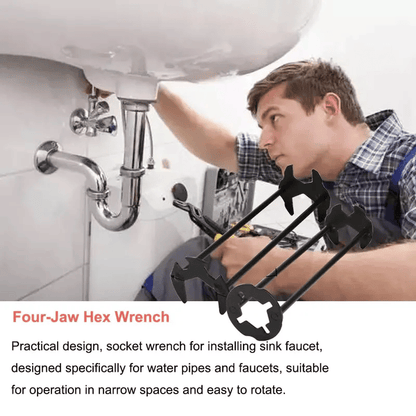 2PCS Basin Wrench, Upgraded Multifunctional Sink Wrench Faucet Wrenchs Tight Space Universal Installer Tool for Bathroom Kitchen (2PC Set)