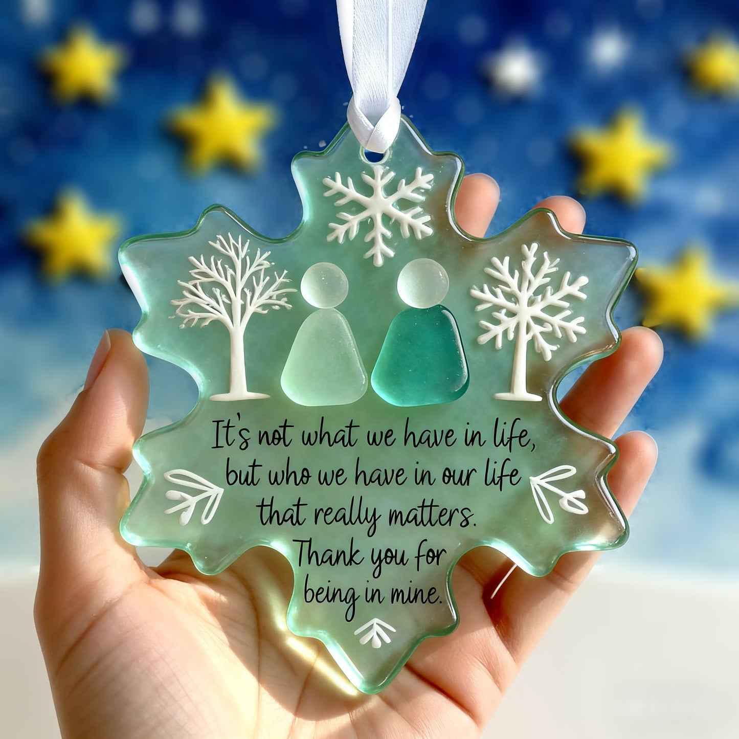 🦋Friends Are Angels Sea Glass Butterfly Christmas Ornament