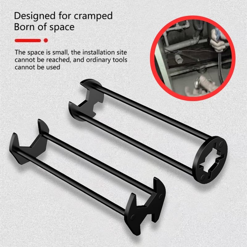 2PCS Basin Wrench, Upgraded Multifunctional Sink Wrench Faucet Wrenchs Tight Space Universal Installer Tool for Bathroom Kitchen (2PC Set)