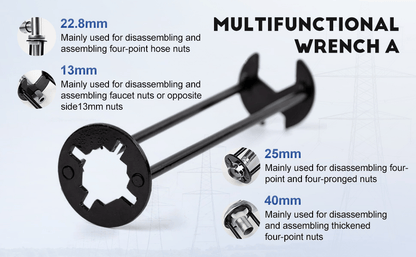 2PCS Basin Wrench, Upgraded Multifunctional Sink Wrench Faucet Wrenchs Tight Space Universal Installer Tool for Bathroom Kitchen (2PC Set)