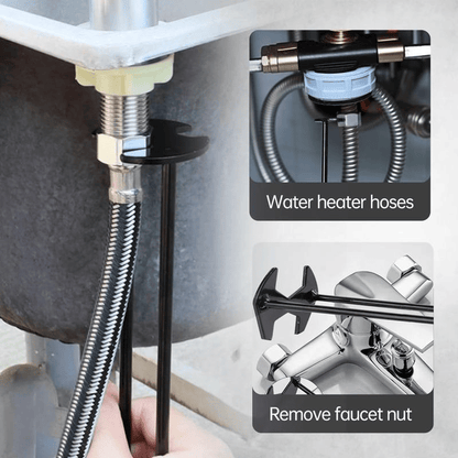 2PCS Basin Wrench, Upgraded Multifunctional Sink Wrench Faucet Wrenchs Tight Space Universal Installer Tool for Bathroom Kitchen (2PC Set)